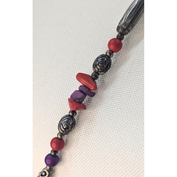 Vintage Red Hat Society Necklace 30" Long - Picture 4 of 5